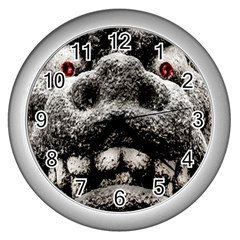 Monster Sculpture Extreme Close Up Illustration 2 Wall Clock (silver) by dflcprintsclothing