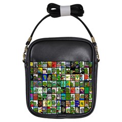 Pepe The Frog Memes Of 2019 Picture Patchwork Pattern Girls Sling Bag by snek