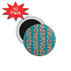 Teal Floral Paisley Stripes 1 75  Magnet (10 Pack)  by mccallacoulture