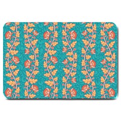 Teal Floral Paisley Stripes Large Doormat by mccallacoulture