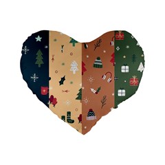 Flat Design Christmas Pattern Collection Standard 16  Premium Heart Shape Cushions by Vaneshart