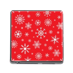 Christmas Seamless With Snowflakes Snowflake Pattern Red Background Winter Memory Card Reader (square 5 Slot) by Vaneshart