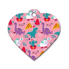 Colorful Funny Christmas Pattern Ho Ho Ho Dog Tag Heart (two Sides) by Vaneshart