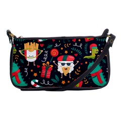 Colorful Funny Christmas Pattern Cute Cartoon Shoulder Clutch Bag by Vaneshart