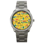 Colorful Funny Christmas Pattern Cool Ho Ho Ho Lol Sport Metal Watch