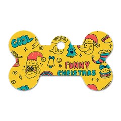 Colorful Funny Christmas Pattern Cool Ho Ho Ho Lol Dog Tag Bone (two Sides) by Vaneshart