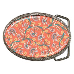 Coral Floral Paisley Belt Buckles by mccallacoulture