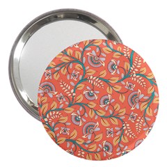 Coral Floral Paisley 3  Handbag Mirrors by mccallacoulture