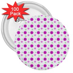 Background Flowers Multicolor Purple 3  Buttons (100 Pack)  by HermanTelo