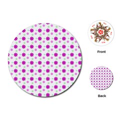 Background Flowers Multicolor Purple Playing Cards Single Design (round) by HermanTelo