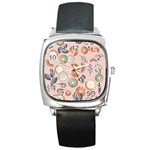 Hygge Seamless Pattern Square Metal Watch