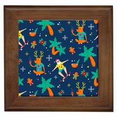 Colorful Funny Christmas Pattern Framed Tile by Vaneshart