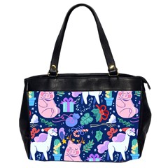 Colorful Funny Christmas Pattern Pig Animal Oversize Office Handbag (2 Sides)