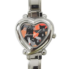 Pattern Formes Corail/noir Heart Italian Charm Watch by kcreatif