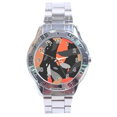 Pattern Formes Corail/noir Stainless Steel Analogue Watch by kcreatif