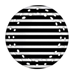 Black & White Stripes Ornament (round Filigree) by anthromahe