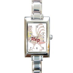 Fighting Golden Rooster  Rectangle Italian Charm Watch by Pantherworld143