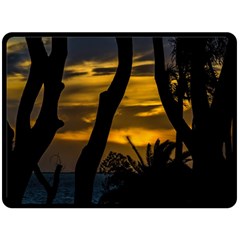 Silhouette Sunset Landscape Scene, Montevideo   Uruguay Double Sided Fleece Blanket (large)  by dflcprints