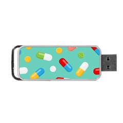 Pills Medicines Seamless Pattern Blue Background Portable Usb Flash (two Sides) by Wegoenart