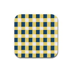 Diagonal Checkered Plaid Seamless Pattern Rubber Square Coaster (4 Pack)  by Wegoenart