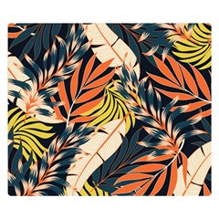 Original Seamless Tropical Pattern With Bright Orange Flowers Double Sided Flano Blanket (small)  by Wegoenart