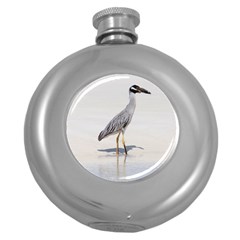 Beach Heron Bird Round Hip Flask (5 Oz) by TheLazyPineapple