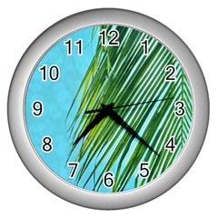 Tropical Palm Wall Clock (silver) by TheLazyPineapple