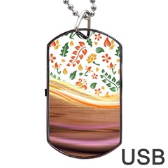 Floral Background Abstract Pattern Dog Tag Usb Flash (one Side)