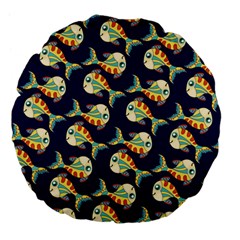 Fish Background Abstract Animal Large 18  Premium Flano Round Cushions by Vaneshart