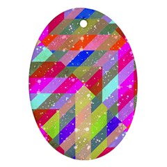 Multicolored Party Geo Design Print Oval Ornament (two Sides) by dflcprintsclothing