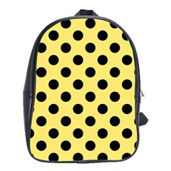 Polka Dots - Black On Blonde Yellow School Bag (large) by FashionBoulevard