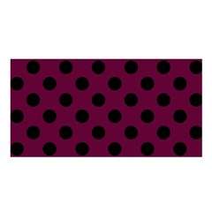 Polka Dots - Black On Boysenberry Purple Satin Shawl by FashionBoulevard