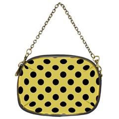 Polka Dots Black On Ceylon Yellow Chain Purse (one Side) by FashionBoulevard