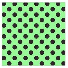 Polka Dots Black On Mint Green Large Satin Scarf (square) by FashionBoulevard