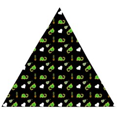 Green Elephant Pattern Wooden Puzzle Triangle by snowwhitegirl