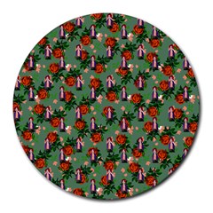 Fiola Pattern Green Round Mousepads by snowwhitegirl