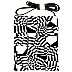 Black And White Crazy Pattern Shoulder Sling Bag by Sobalvarro