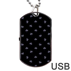 Wet Leaves Botanical Motif Pattern Design Dog Tag Usb Flash (two Sides) by dflcprintsclothing