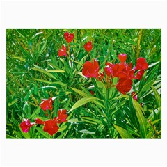 Red Flowers And Green Plants At Outdoor Garden Large Glasses Cloth (2 Sides) by dflcprintsclothing