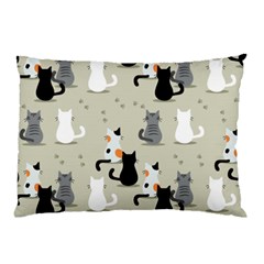 Cute Cat Seamless Pattern Pillow Case by Vaneshart
