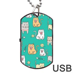 Seamless Pattern Cute Cat Cartoon With Hand Drawn Style Dog Tag Usb Flash (two Sides)