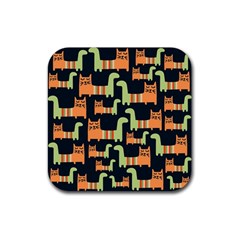 Seamless Pattern With Cats Rubber Coaster (square)  by Vaneshart