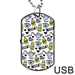 Everyday Things Pattern Dog Tag Usb Flash (two Sides)