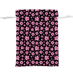 Pink And Black Floral Collage Print  Lightweight Drawstring Pouch (xl) by dflcprintsclothing