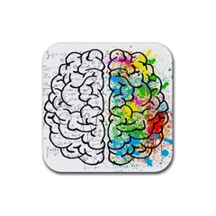 Brain Mind Psychology Idea Drawing Rubber Coaster (square)  by Wegoenart