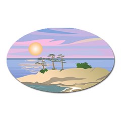 Vacation Island Sunset Sunrise Oval Magnet