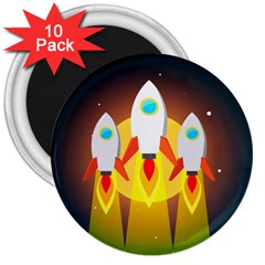 Rocket Take Off Missiles Cosmos 3  Magnets (10 Pack) 