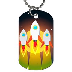 Rocket Take Off Missiles Cosmos Dog Tag (one Side)