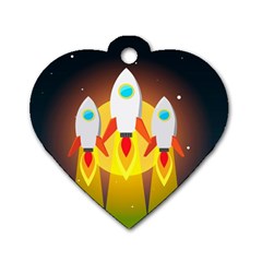 Rocket Take Off Missiles Cosmos Dog Tag Heart (one Side)