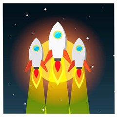 Rocket Take Off Missiles Cosmos Wooden Puzzle Square
